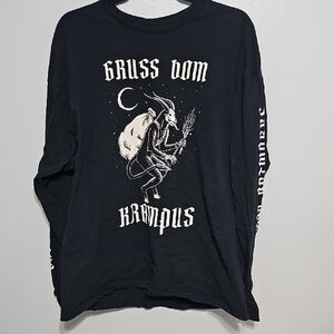Black Graphic Krampus 2XL Long Sleeve Shirt